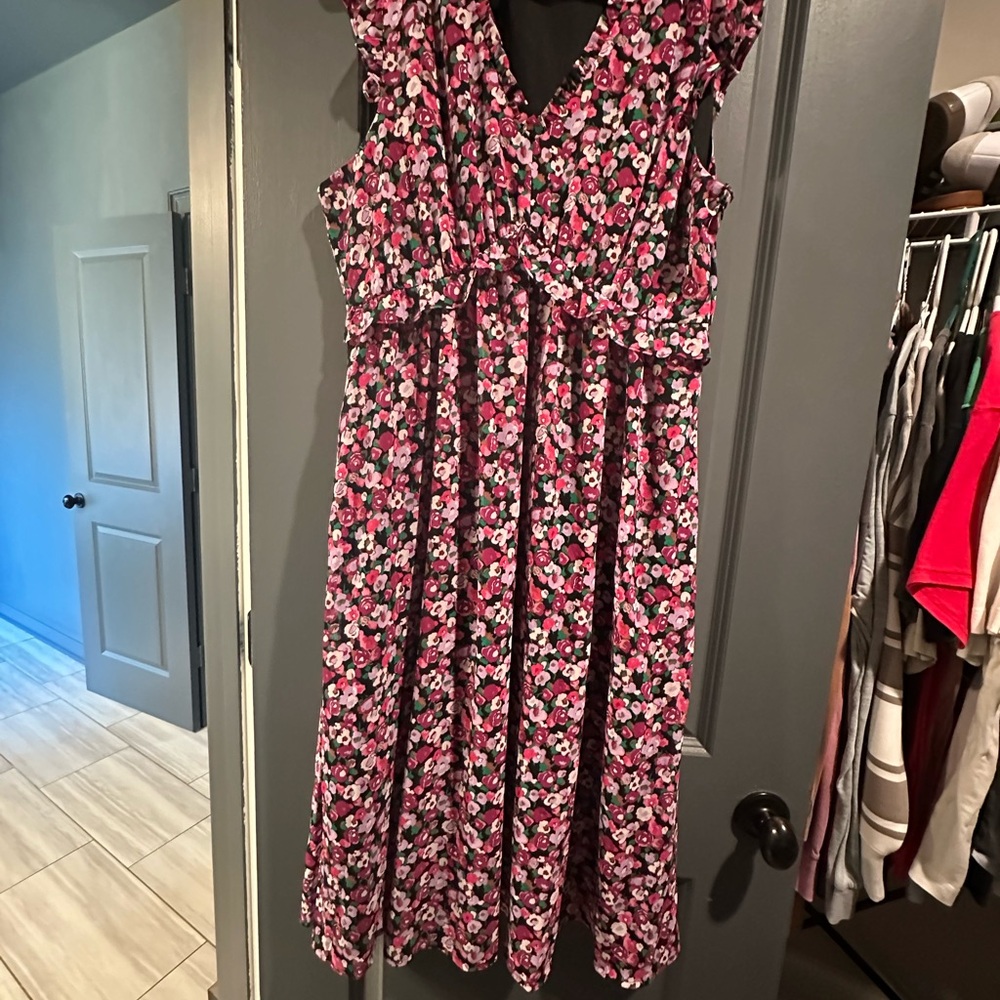 J. Crew Pink Floral Midi Dress